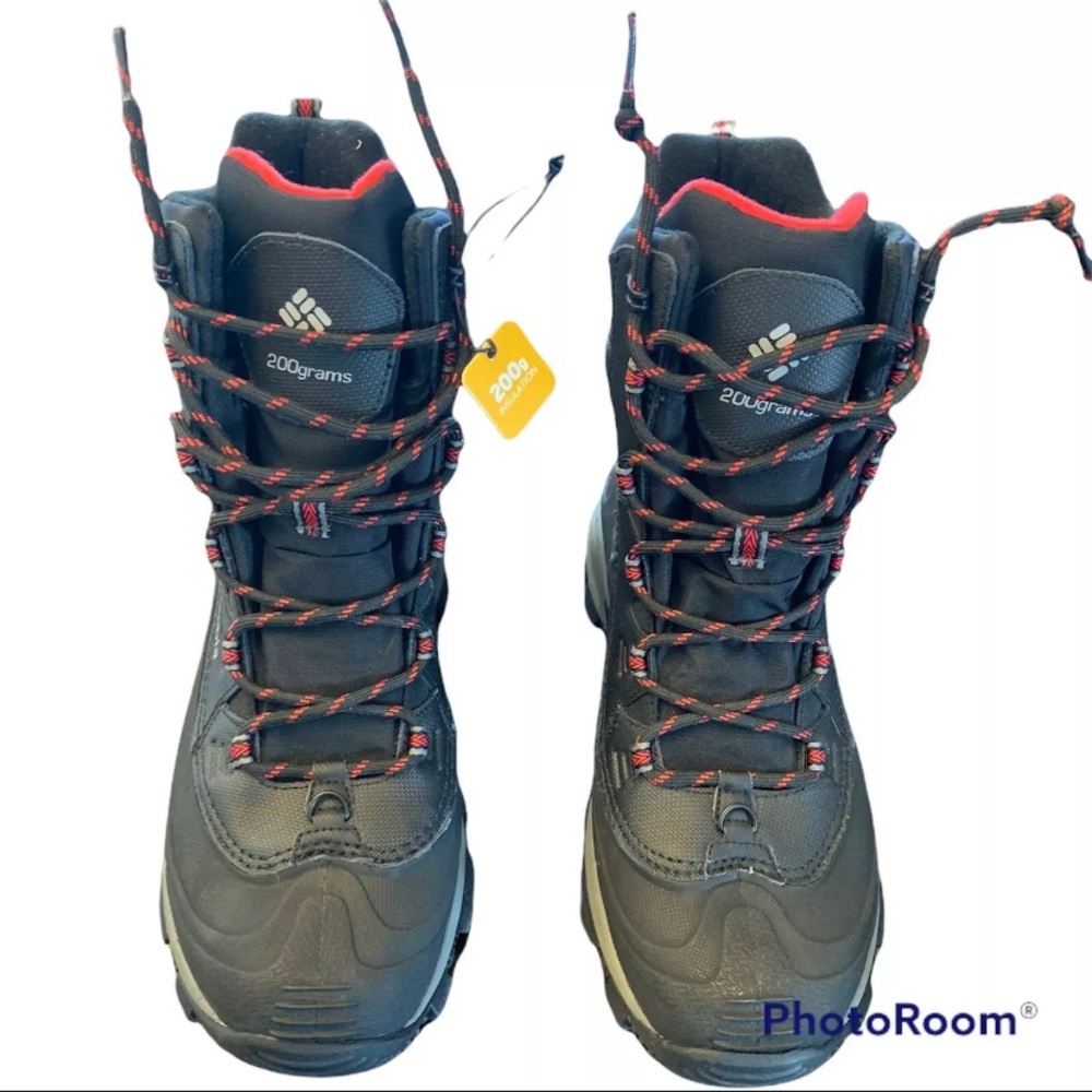 SOLD - Columbia Men's Bugaboot III Boots - Black/Bright Red. Size 8